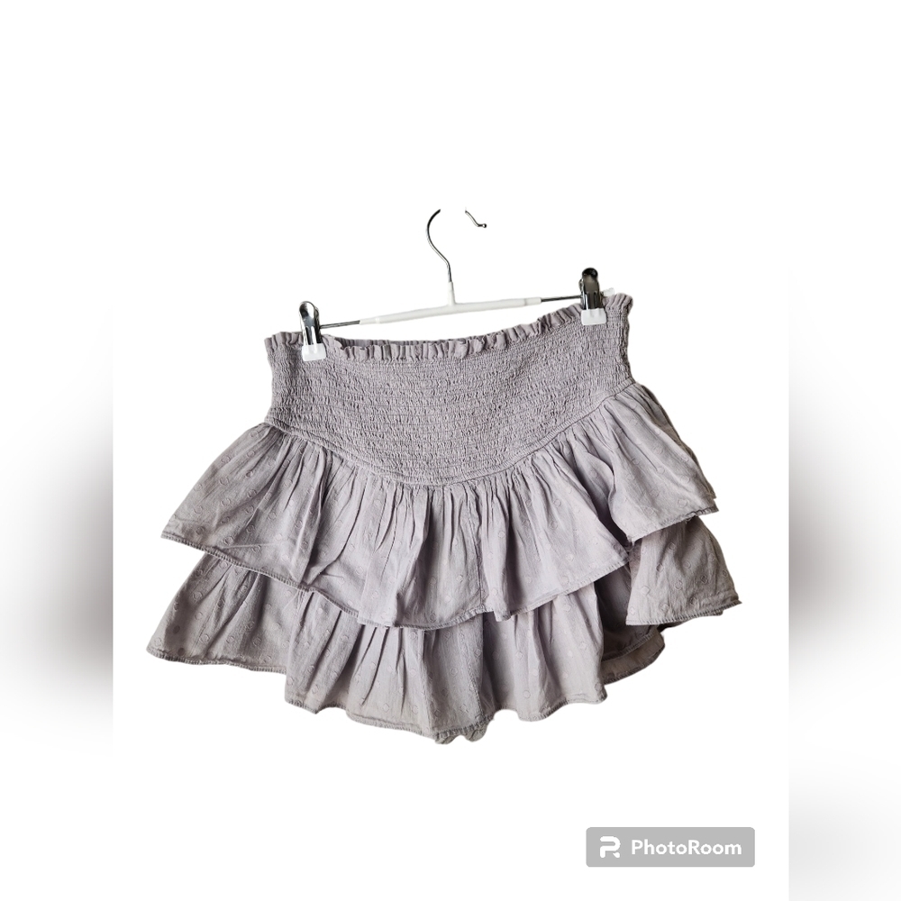 Mustard Seed Grey Smocked Waist Ruffle Skort Size S